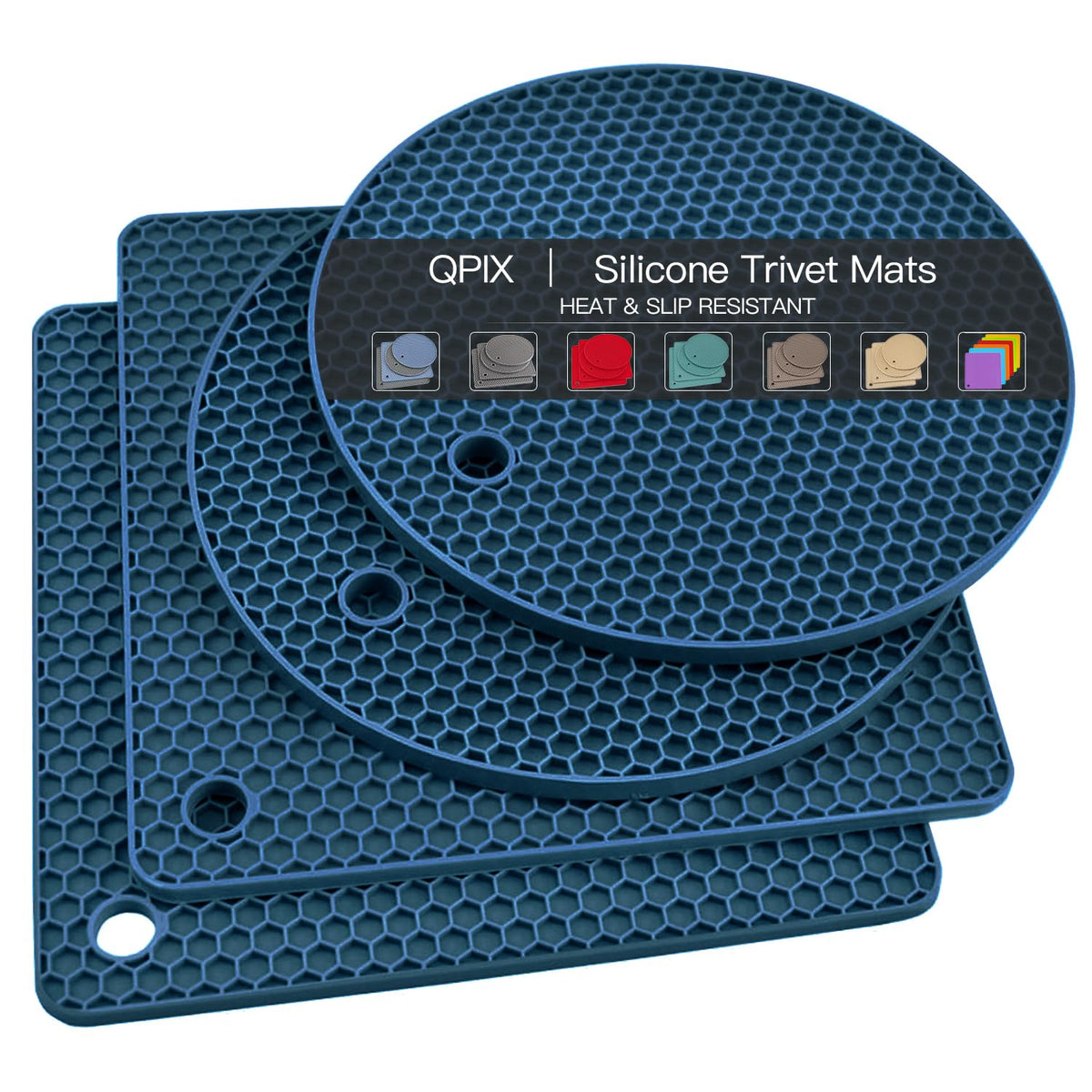 6 Pack Silicone Trivet Mat, Silicone Trivets for Hot Pots and Pans, Multipurpose Non-Slip & Heat Resistant Silicone Hot Pad for Kitchen Counter
