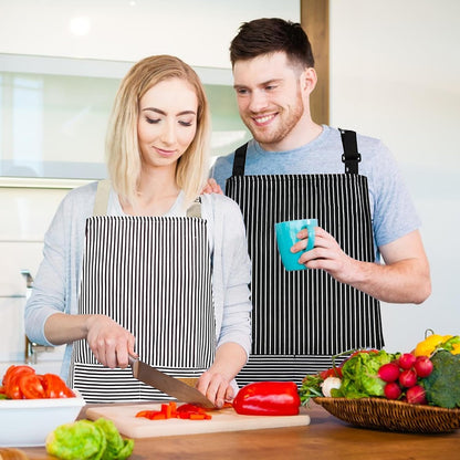 2 Pack Aprons for Women with 2 Pockets, Kitchen Cooking Apron for Men