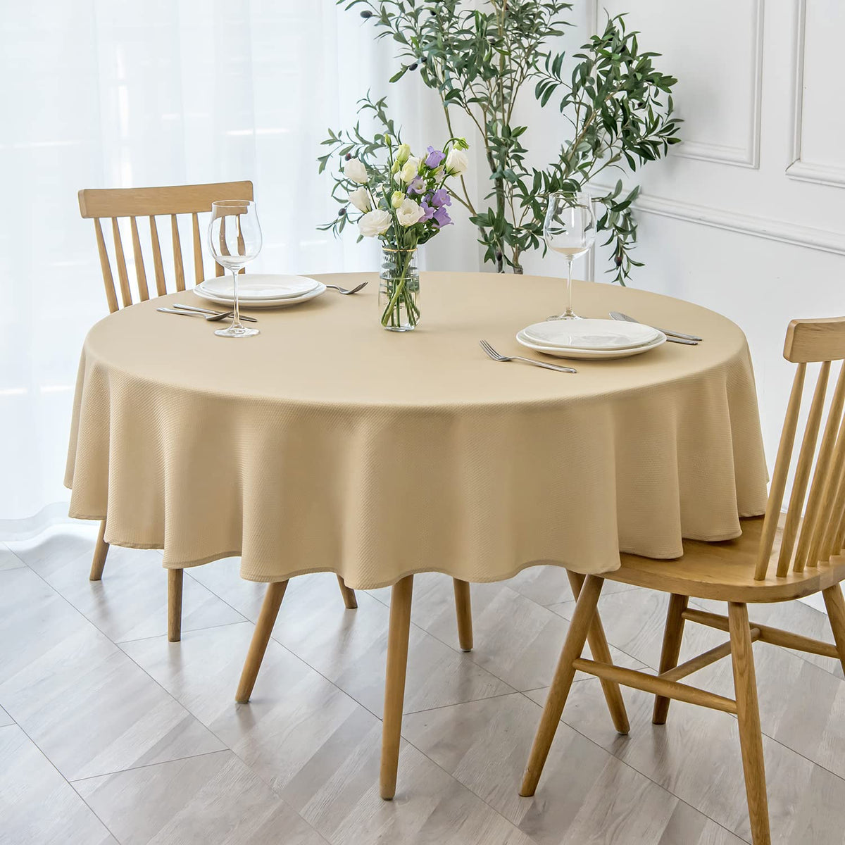 maxmill Rectangle Textured Tablecloth Waterproof Spillproof Wrinkle Free Table Cloth, Kitchen Dining Tabletop Decoration, Fabric Table Cover for Outdoor and Indoor Use, 52 x 70 Inch, Sage Green
