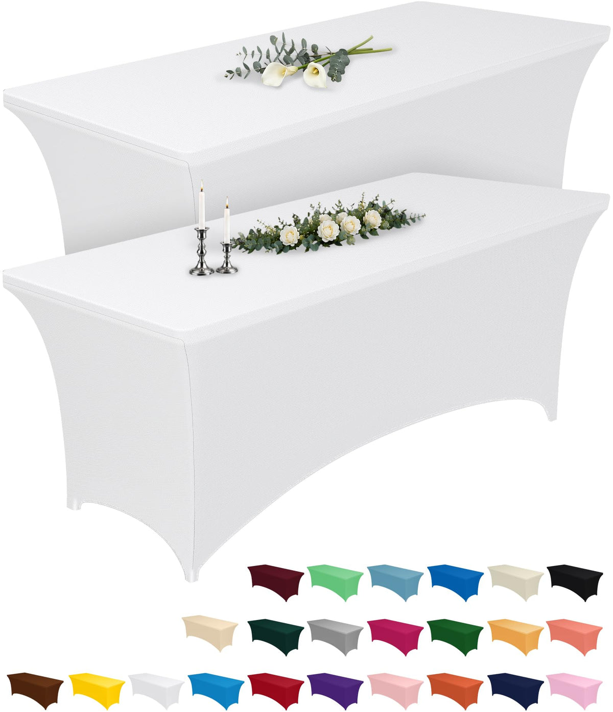 Pureegg Spandex Tablecloth 6ft 2 Pack Black