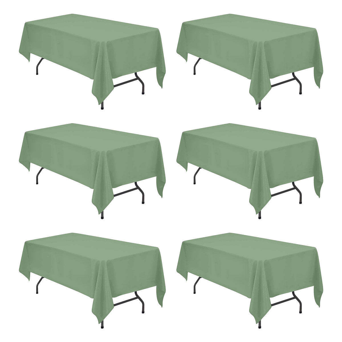 BRILLMAX 6 Pack Ivory Tablecloths 60x102 Inch for 6ft Rectangle Tables