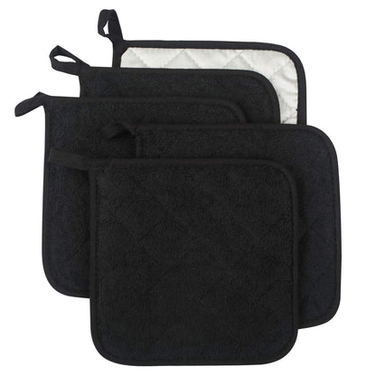 Pot Holders for Kitchen, 100% Cotton Terry Pot Holder Set of 5, Heat Resistant Hot Pads for Cooking, Baking, Hot Dishes and Countertop Protection, Olive Green