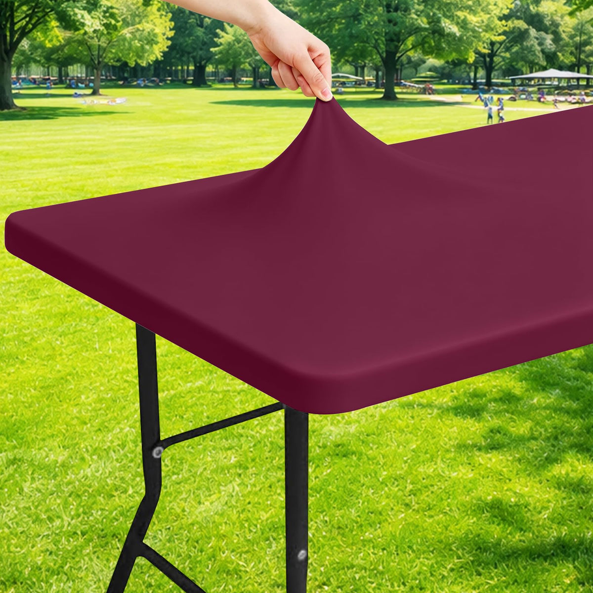 Moosfor Rectangle Spandex Fitted Table Cloth, 6FT Elastic Tablecloth