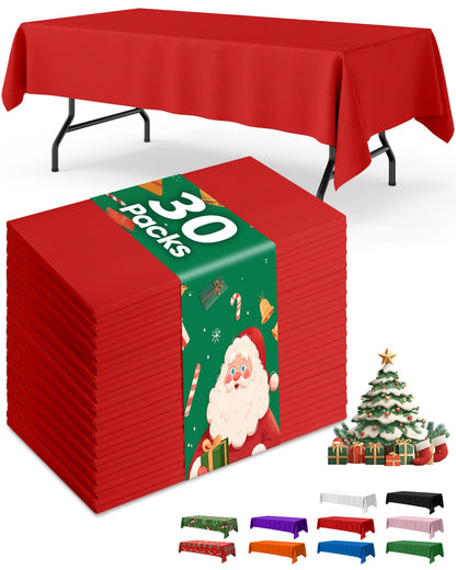 Niuara White Plastic Table Cloth - 30 Pack 54" × 108" Rectangle Disposable Tablecloths for 6FT Tables, Waterproof Table Cover for Party, Holiday & Gathering Use