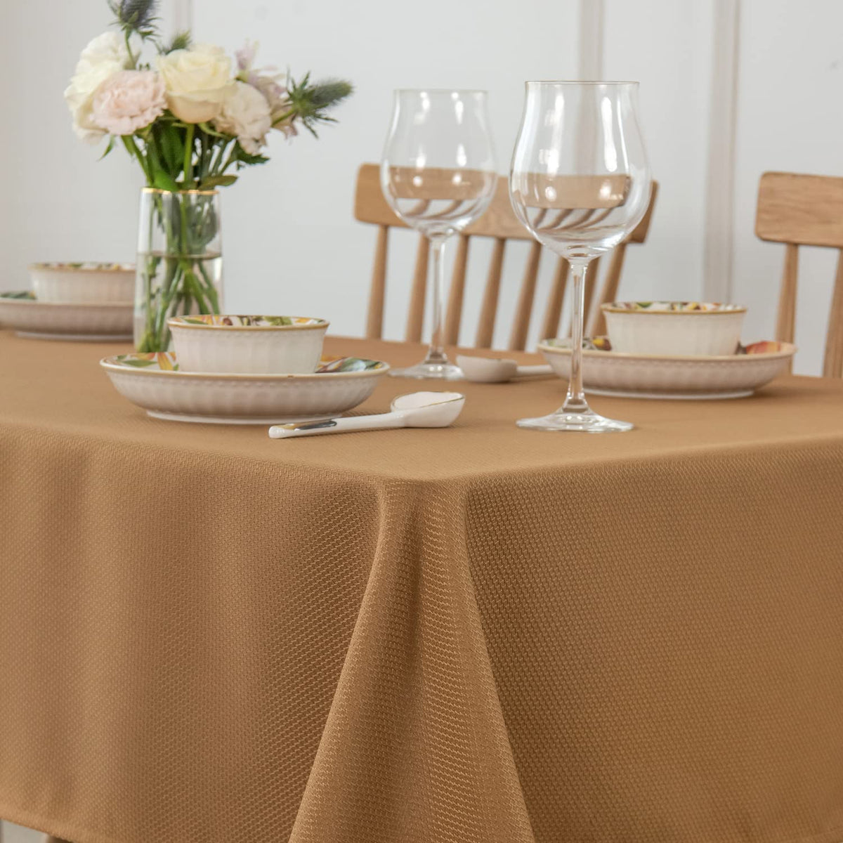 maxmill Rectangle Textured Tablecloth Waterproof Spillproof Wrinkle Free Table Cloth, Kitchen Dining Tabletop Decoration, Fabric Table Cover for Outdoor and Indoor Use, 52 x 70 Inch, Sage Green