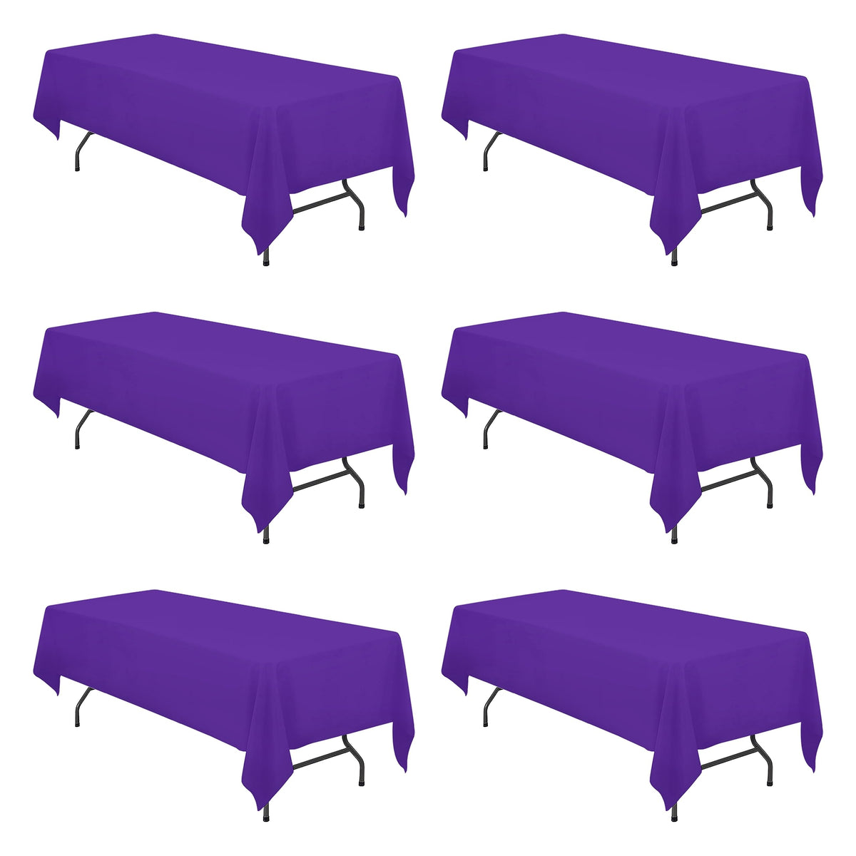BRILLMAX 6 Pack Ivory Tablecloths 60x102 Inch for 6ft Rectangle Tables