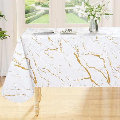 Smiry Rectangle Table Cloth, Waterproof Vinyl Tablecloths with Flannel Backing, Wipeable Spillproof Plastic Table Cover for Dining, Indoor and Outdoor (Champagne, 60 "x 84")