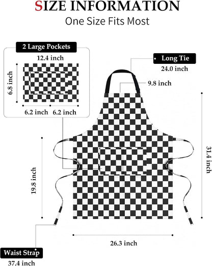 Adjustable Bib Apron with 2 Pockets Cooking Kitchen Chef