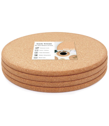 Cork Trivets for Hot Dishes, Hot Pots and Pans, 8 Inch 4 Pcs