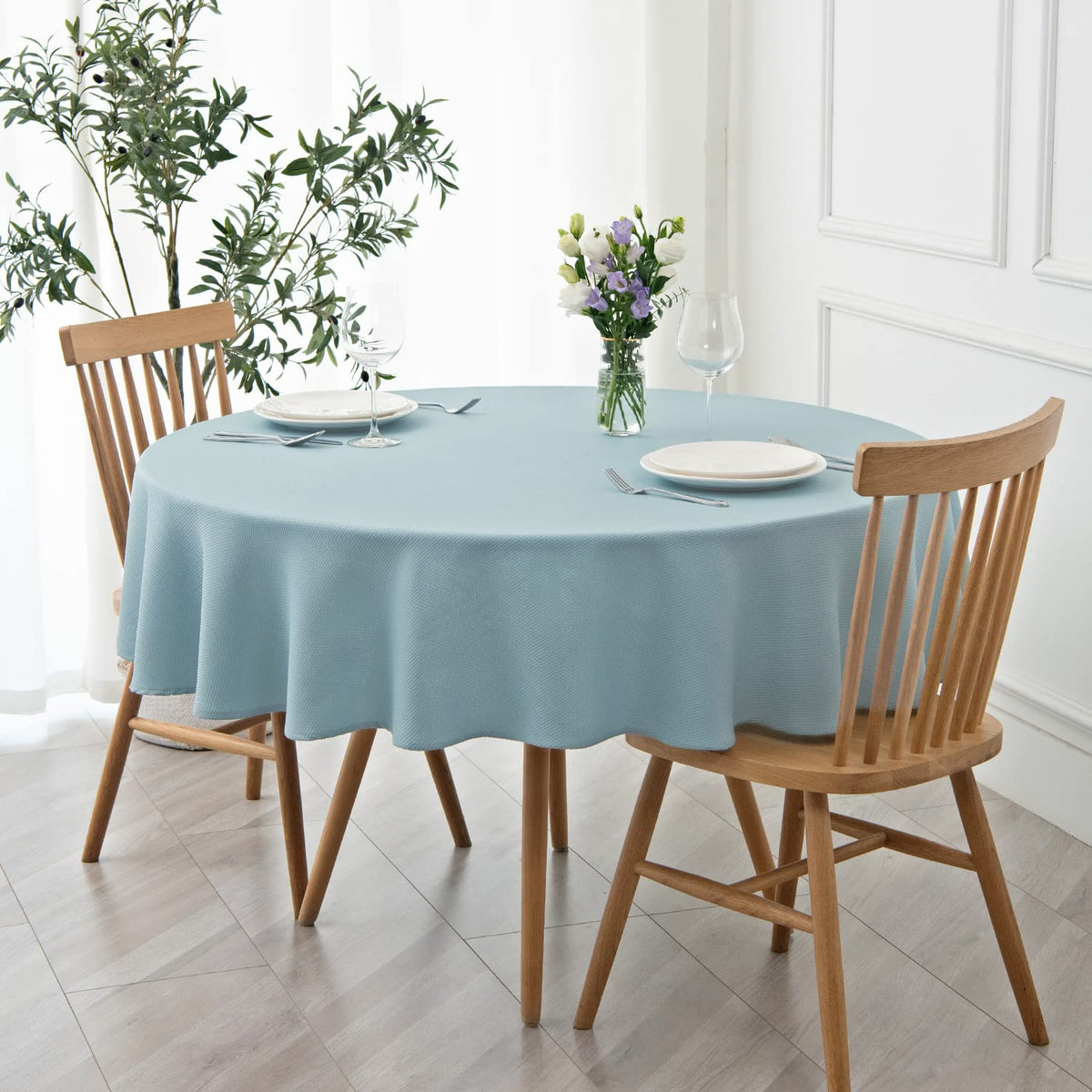 maxmill Rectangle Textured Tablecloth Waterproof Spillproof Wrinkle Free Table Cloth, Kitchen Dining Tabletop Decoration, Fabric Table Cover for Outdoor and Indoor Use, 52 x 70 Inch, Sage Green