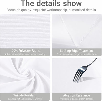 MRJ 70 Inch Round White Tablecloth Stain and Wrinkle Resistant Washable Polyester Table Cloth for Restaurant Hotel Wedding