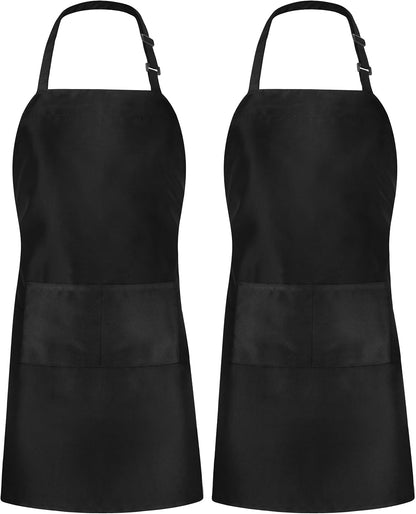 Utopia Kitchen Bib Aprons 2 Pack Adjustable With 2 Pockets 100% Polyester