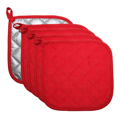 5 PCS Pot Holders for Kitchen, Cotton Potholers with Great Heat Resistance, Hot Pads, Trivets for Cooking and Baking Black