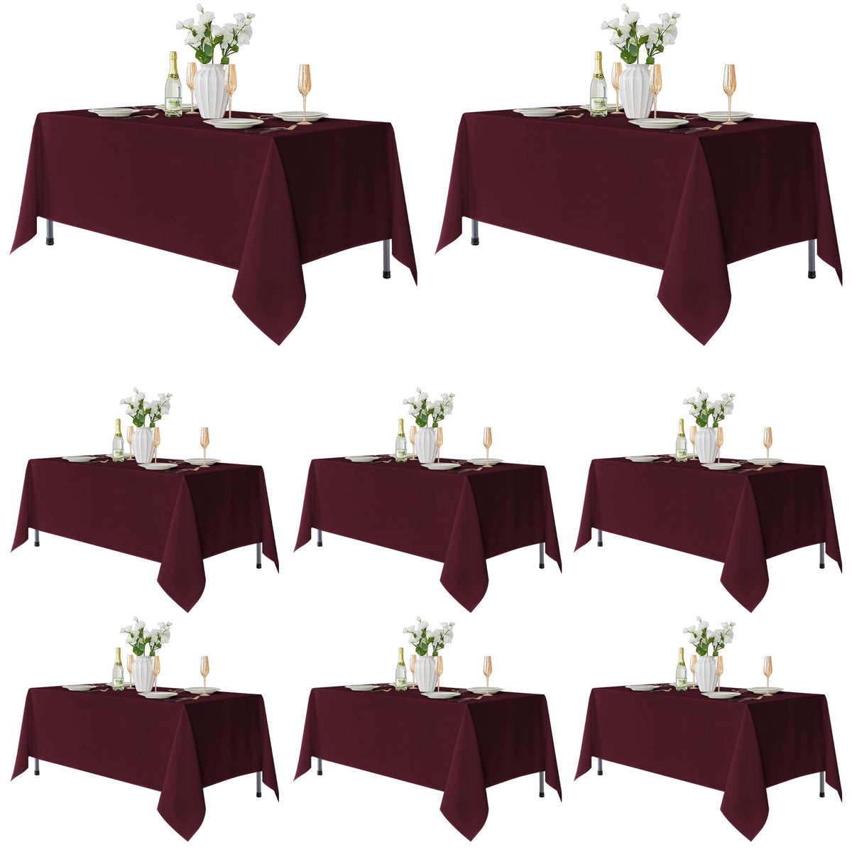 Fitable 6 Pack Black Tablecloths 70x120 Inch for 6-8 Ft Rectangle Tables