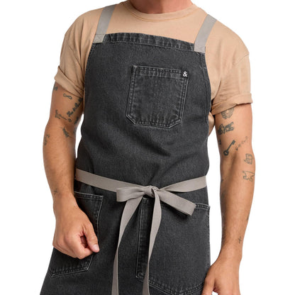 hedley & bennett Crossback Chef Apron, Pockets & Towel Loop, Midnight Blue