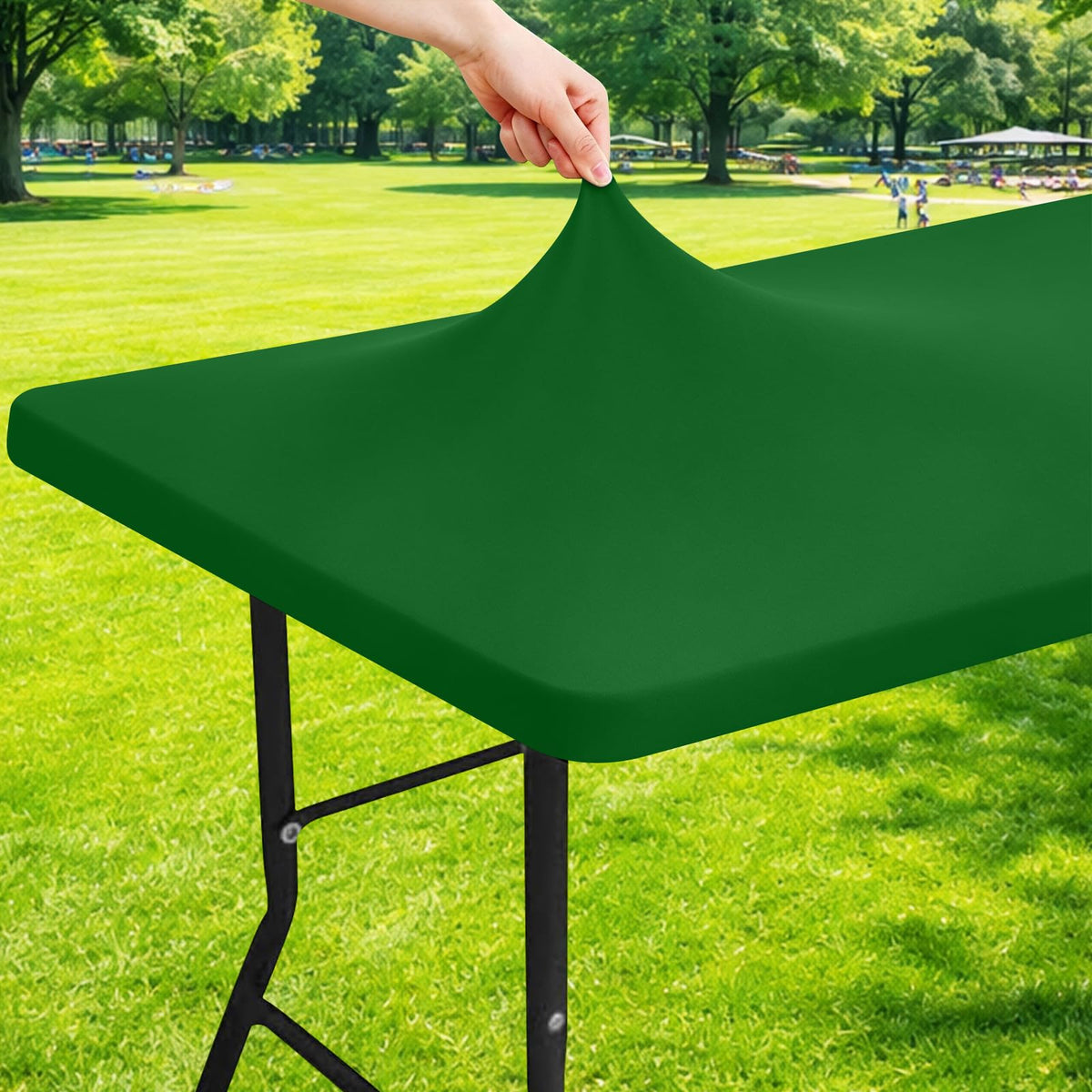 Moosfor Rectangle Spandex Fitted Table Cloth, 6FT Elastic Tablecloth