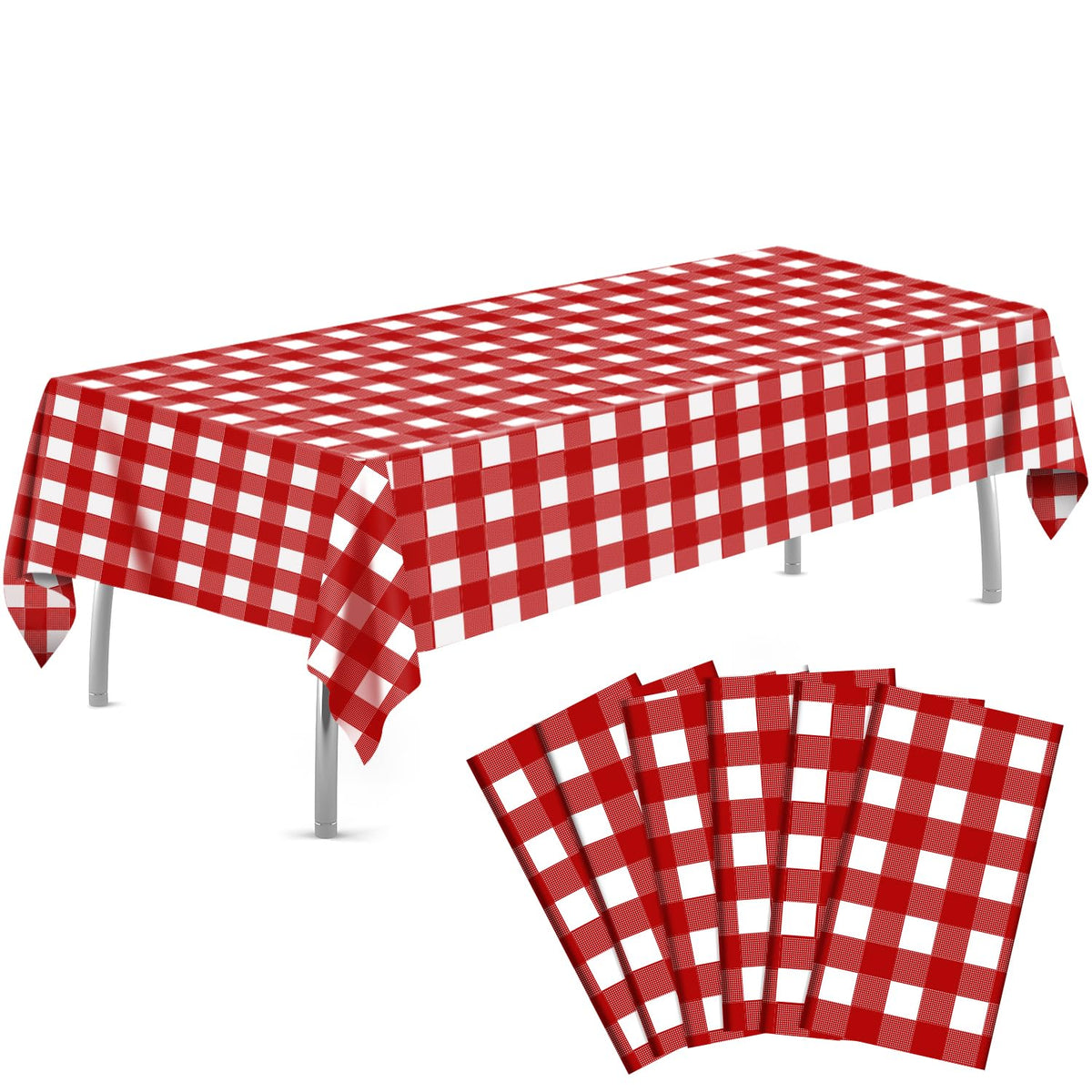 tujol Royal Blue 6 Pack Plastic Table Cloth 54" x 108", Disposable Tablecloths Rectangle Table Cover, Plastic Tablecloths for Parties
