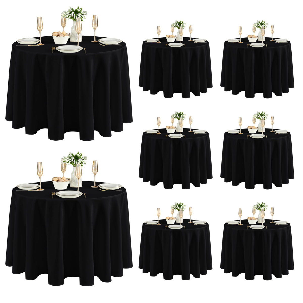 Fitable 6 Pack Black Tablecloths 70x120 Inch for 6-8 Ft Rectangle Tables