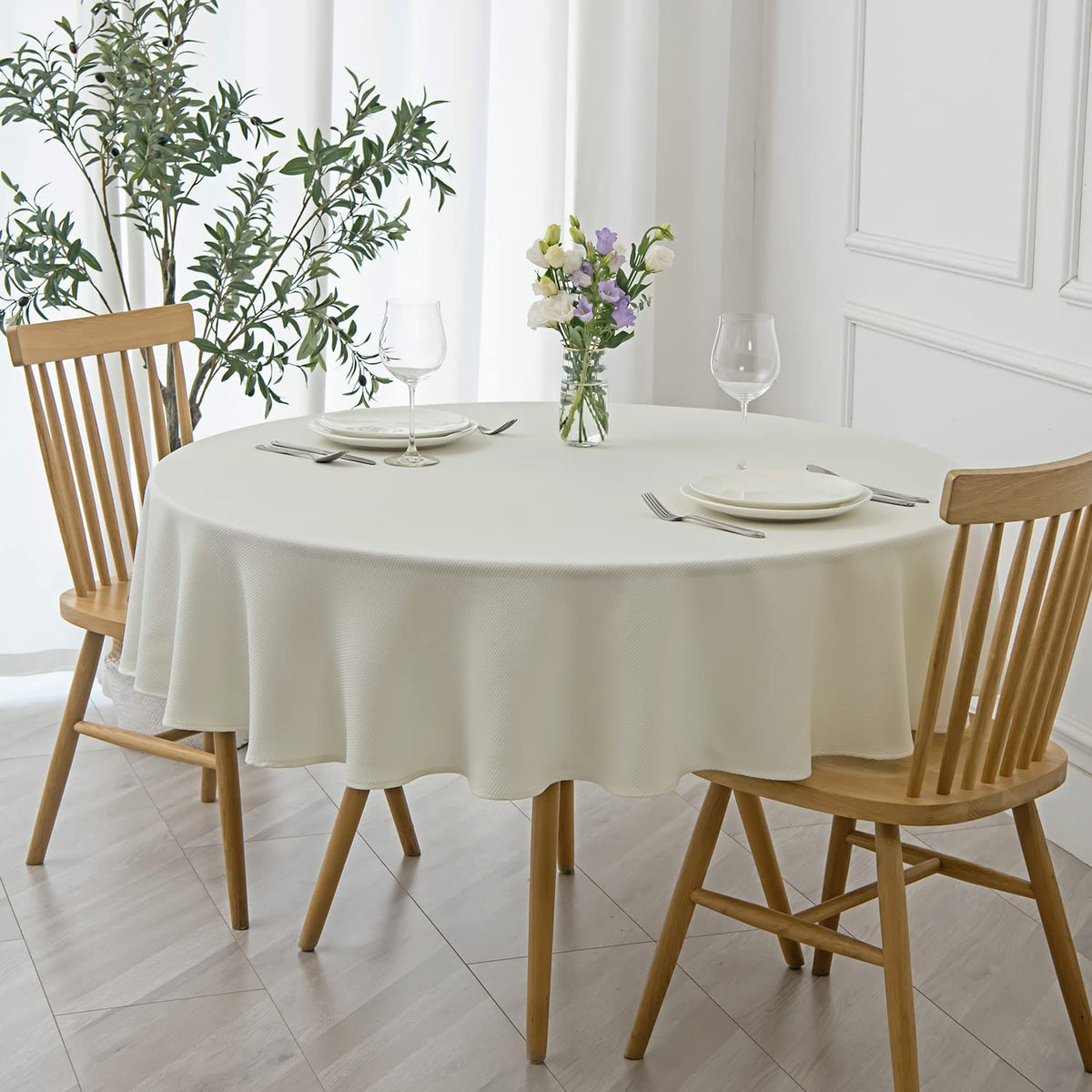 maxmill Rectangle Textured Tablecloth Waterproof Spillproof Wrinkle Free Table Cloth, Kitchen Dining Tabletop Decoration, Fabric Table Cover for Outdoor and Indoor Use, 52 x 70 Inch, Sage Green