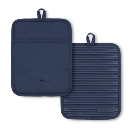 KitchenAid Ribbed Soft Silicone Pot Holder 2-Pack Set, Charcoal Grey, 7"x9"