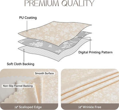 Romanstile Waterproof Vinyl Tablecloth Rectangle, 60 x 84 Inch, Rose Beige