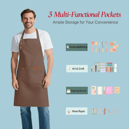 Aprons for Women Men, Water-Resistant Kitchen Aprons for Cooking
