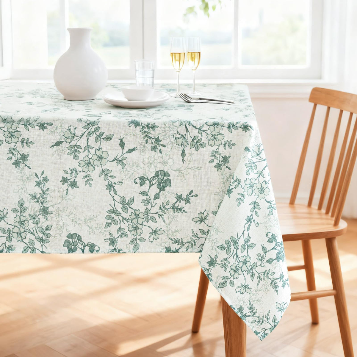 H.VERSAILTEX Linen Table Cloths Rectangle 60 x 84 Inch Premium Tablecloth Spill-Proof Waterproof Table Cover for Dining Buffet Feature Extra Soft and Thick Fabric Wrinkle Free, Natural