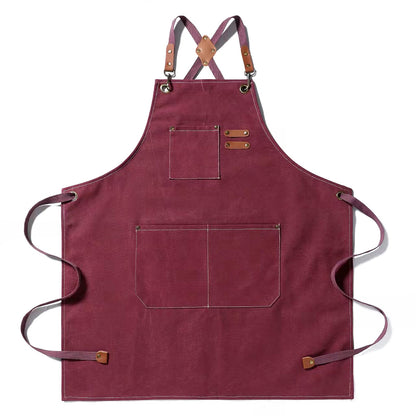 Tosewever Canvas Cross Back Chef Cotton Aprons for Men Women with Large Pockets