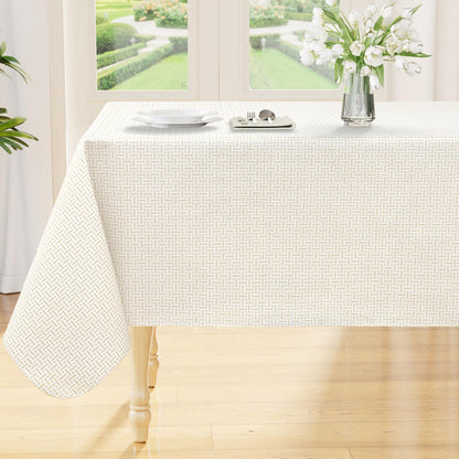 Smiry Rectangle Table Cloth, Waterproof Vinyl Tablecloths with Flannel Backing, Wipeable Spillproof Plastic Table Cover for Dining, Indoor and Outdoor (Champagne, 60 "x 84")