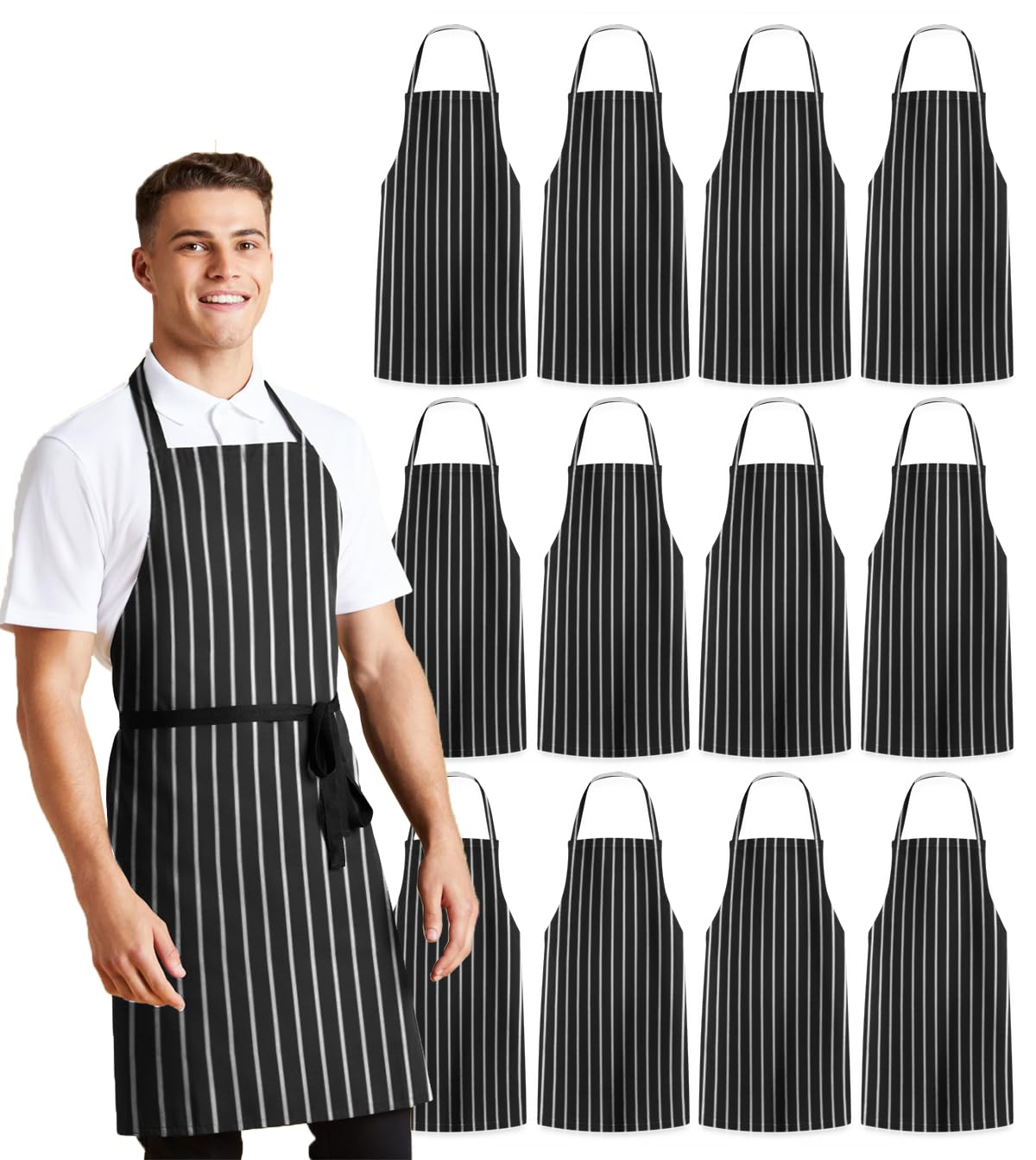 Avalon Kitchen Aprons for Men - 100% Polyester Chef Apron Women with Extra Long Ties - Cooking Aprons for Women & Mens Apron