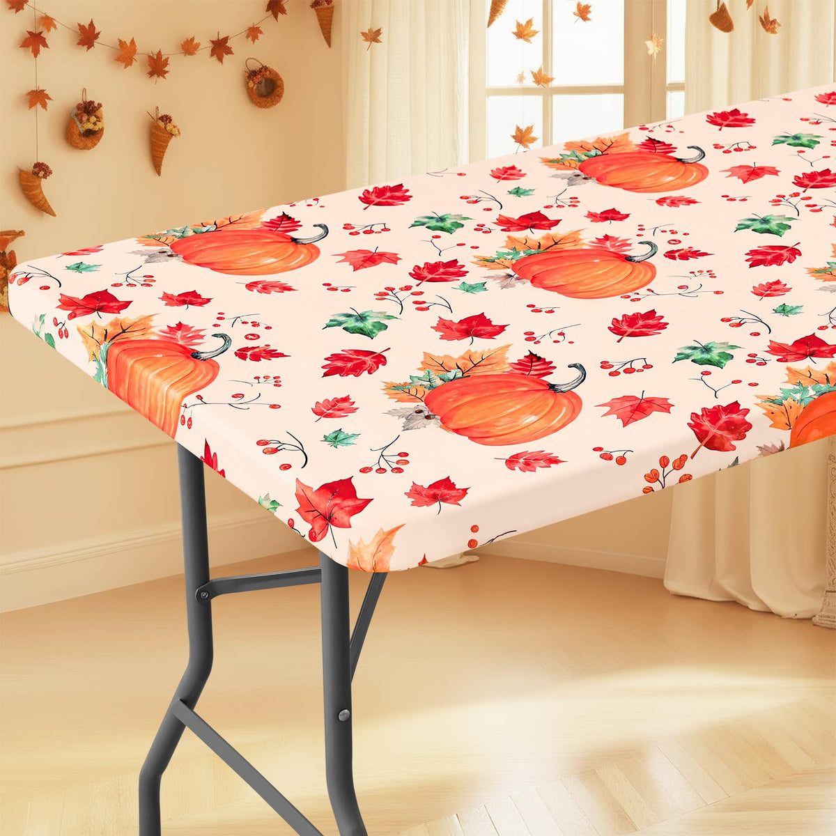 Moosfor Rectangle Spandex Fitted Table Cloth, 6FT Elastic Tablecloth