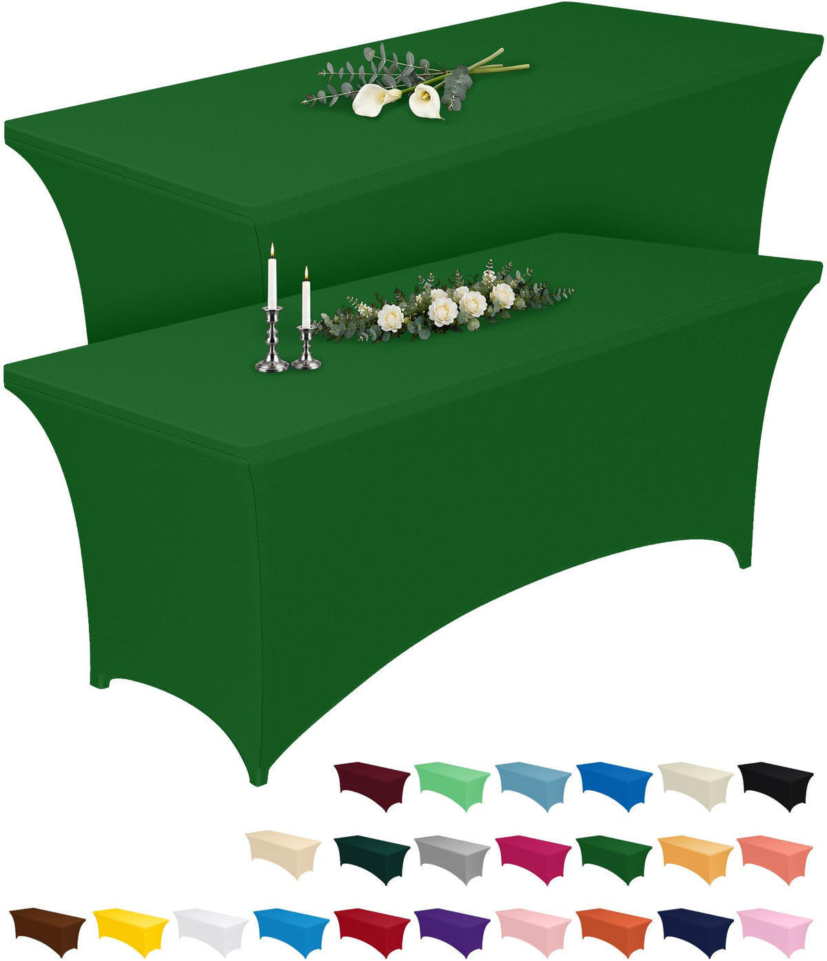 Pureegg Spandex Tablecloth 6ft 2 Pack Black