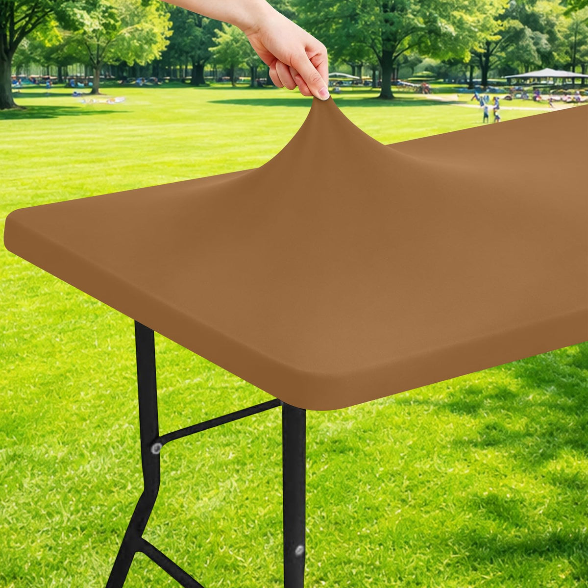 Moosfor Rectangle Spandex Fitted Table Cloth, 6FT Elastic Tablecloth