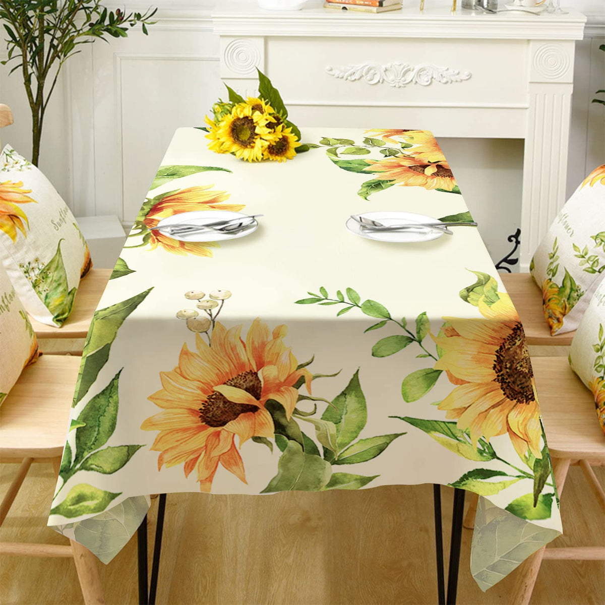 Rectangle Tablecloth - 60 x 120 Inch Blue Bohemia Rustic Tablecloth Classic French Country Printed Table Cover Farmhouse Decoration, Suitable for Home, Kitchen Dining