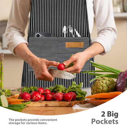 2 Pack Aprons for Women with 2 Pockets, Kitchen Cooking Apron for Men