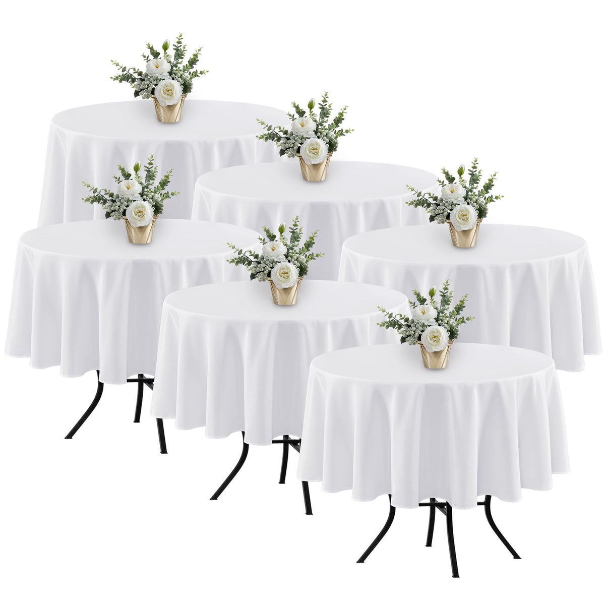 Fitable 6 Pack Black Tablecloths 70x120 Inch for 6-8 Ft Rectangle Tables