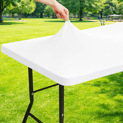 Moosfor Rectangle Spandex Fitted Table Cloth, 6FT Elastic Tablecloth