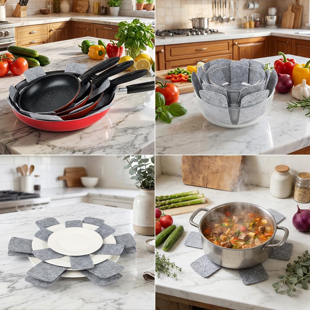 BOYAN Pot and Pan Protectors for Stacking, 12pcs & 3 Sizes, Separator Pads
