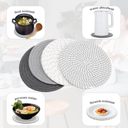 Billbotk 7" Trivets for Dishes, Pots and Pans, 4 Heat Resistant Hot Pads, Pot Holders for Kitchen, Plate Mats for Countertops, Table, Home Essentials, Farmhouse Decor
