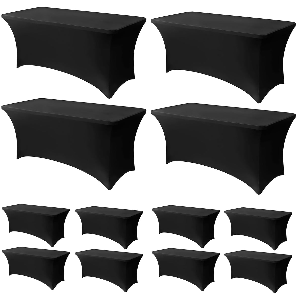 6FT Black Table Cloth - 2 Pack Fitted Stretch Rectangle Spandex Tablecloth, Washable Table Cover for Party, Picnic, Wedding, Banquet, Birthday and Festival(30" x 72")