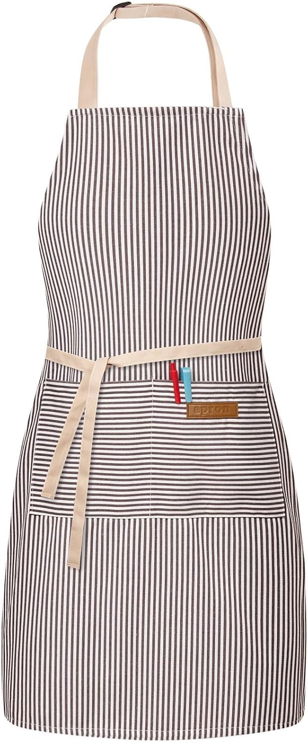 BeLuyi Adjustable Bib Apron with 2 Pockets Chef Cooking Kitchen Restaurant Aprons for Women Men