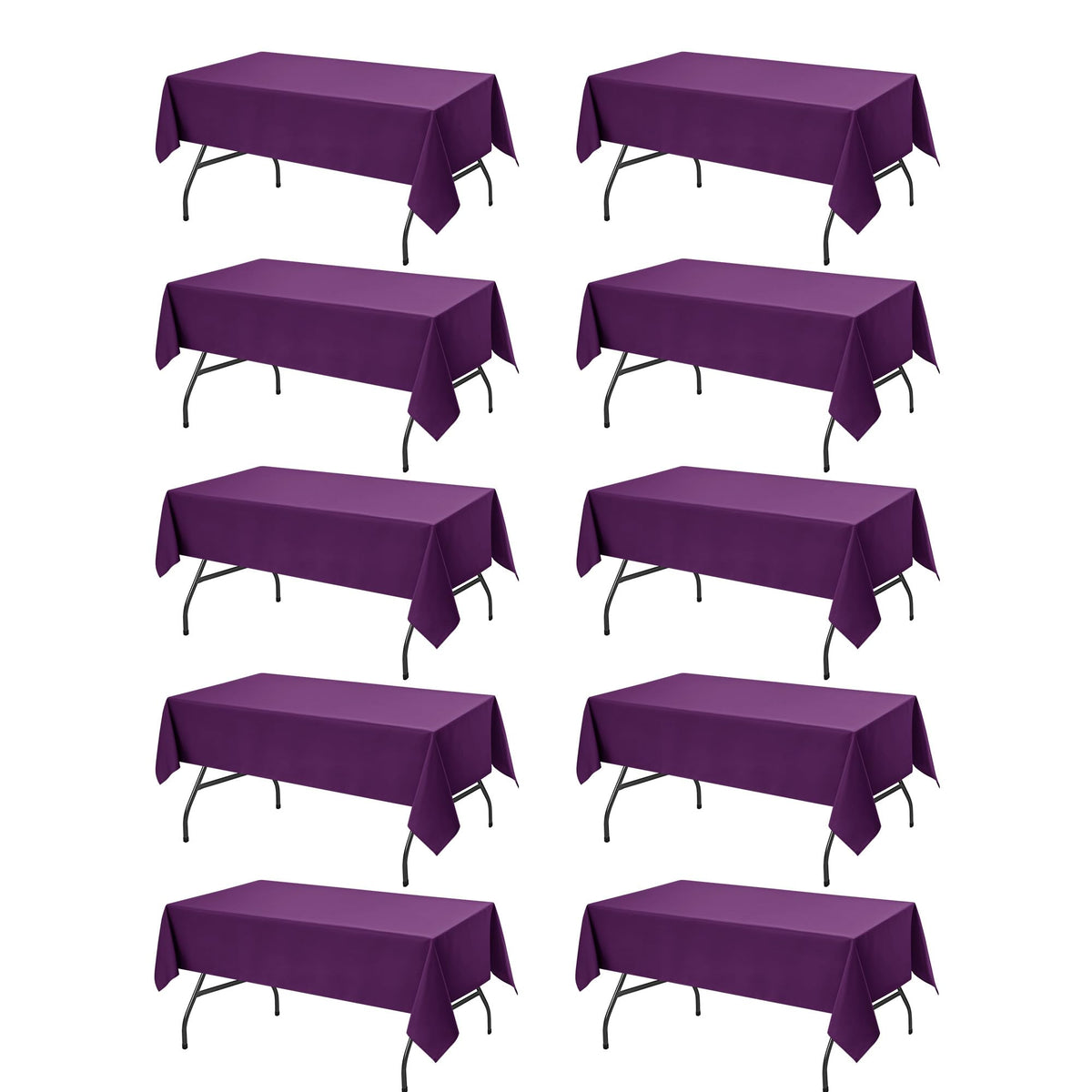 10-Pack White Tablecloths for Rectangle Tables, 60 x 102 Inches