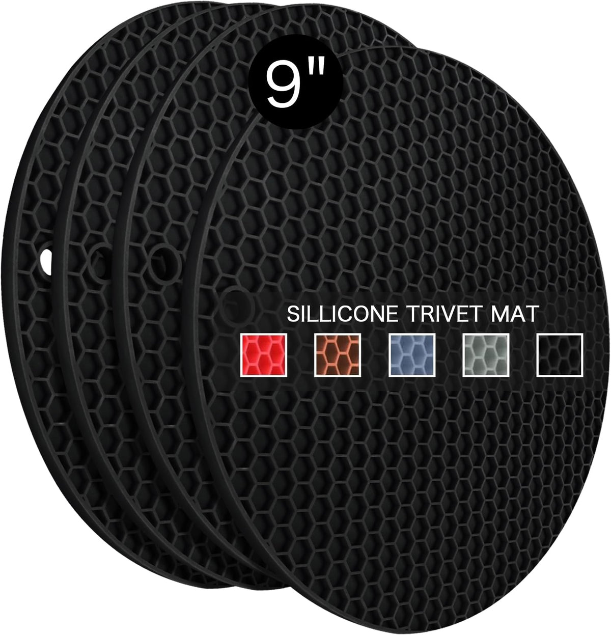 6 Pack Silicone Trivet Mat, Silicone Trivets for Hot Pots and Pans, Multipurpose Non-Slip & Heat Resistant Silicone Hot Pad for Kitchen Counter