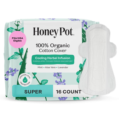 The Honey Pot Company - Cooling Herbal - Overnight - Pads for Women