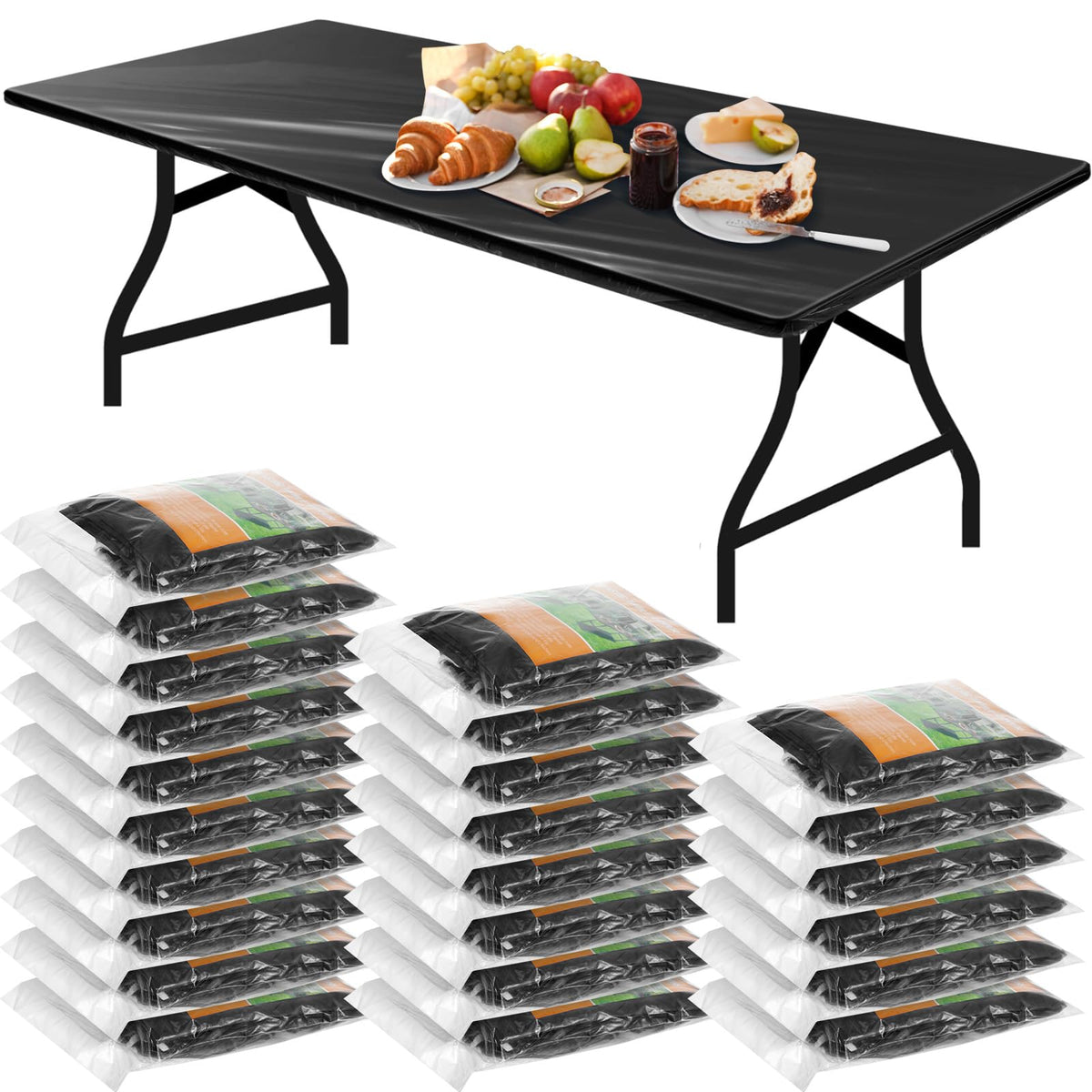 Boao 24Pcs Plastic Tablecloths, 8 Ft, 96 x 30 Disposable Table Covers Blue