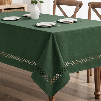 MIULEE Beige Rectangle Tablecloth with Decorative Cutouts 60x84 Inch