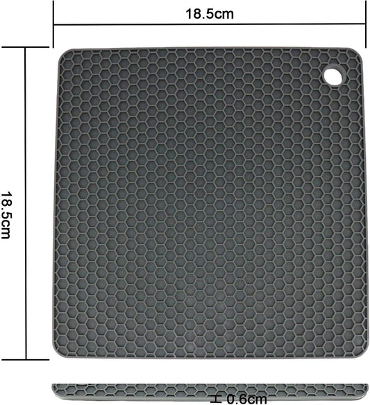 Silicone Trivets for Hot Dishes, Pots and Pans, Hot Pads for Kitchen, Dark Grey Silicone Pot Holders Mats for Kitchen Quartz Counter Heat Resistant Mat, Flexible Trivet Mat Set 4