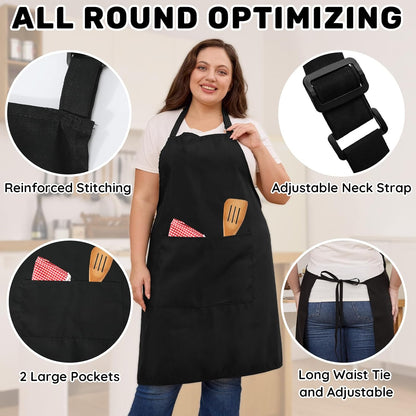 2 Pack Plus Size Waterproof Cooking Chef Apron with 2 Pockets for Men Women