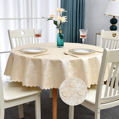 Romanstile Waterproof Vinyl Tablecloth Rectangle, 60 x 84 Inch, Rose Beige