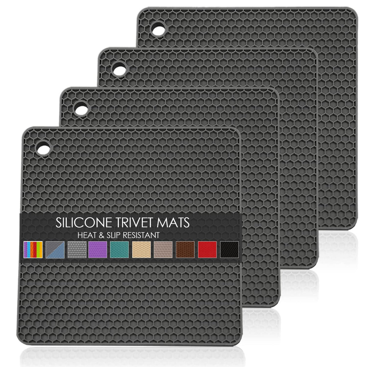 6 Pack Silicone Trivet Mat, Silicone Trivets for Hot Pots and Pans, Multipurpose Non-Slip & Heat Resistant Silicone Hot Pad for Kitchen Counter